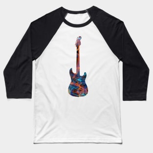 Blue on Orange Flame Guitar Silhouette Baseball T-Shirt